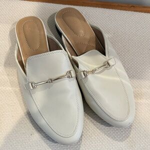 Rachel Zoe White Mules with Silver Accent